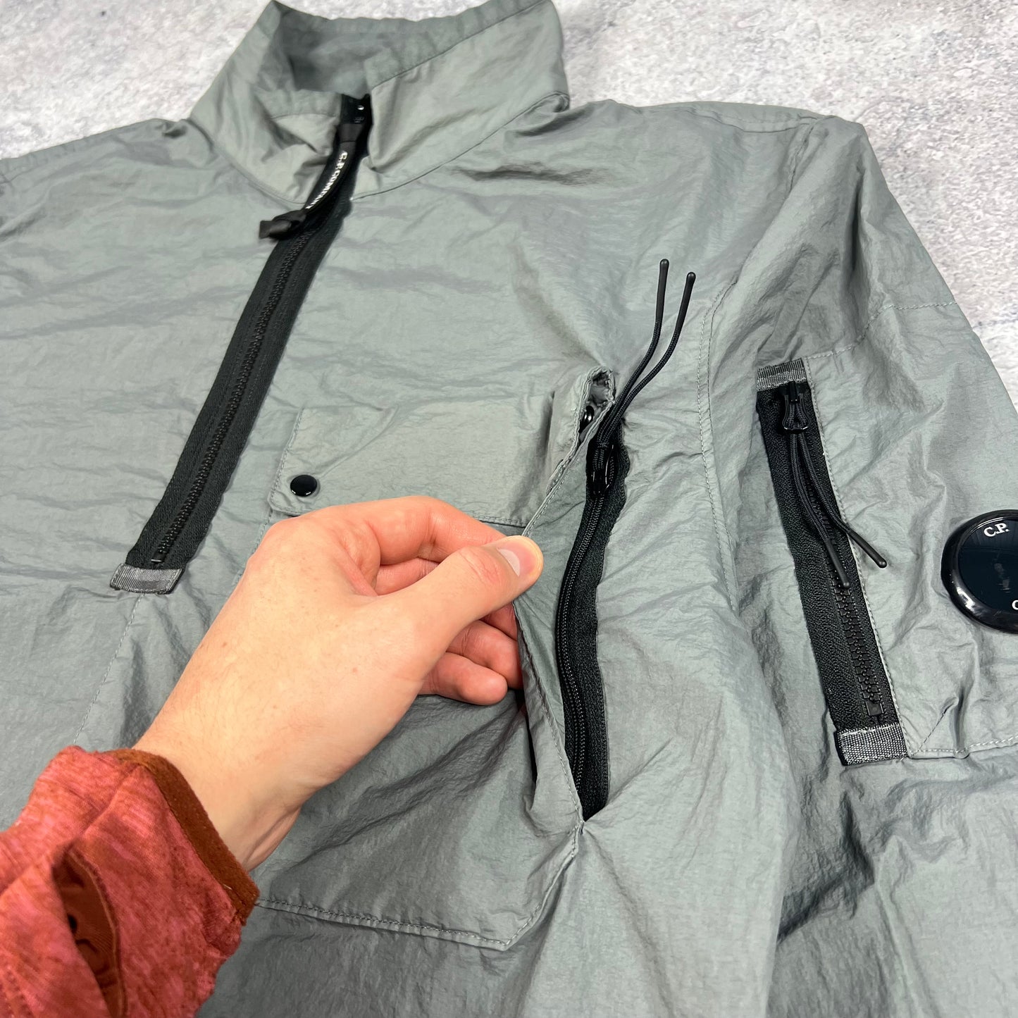 CP Company Grey Nylon Quarter Zip Medium 23”