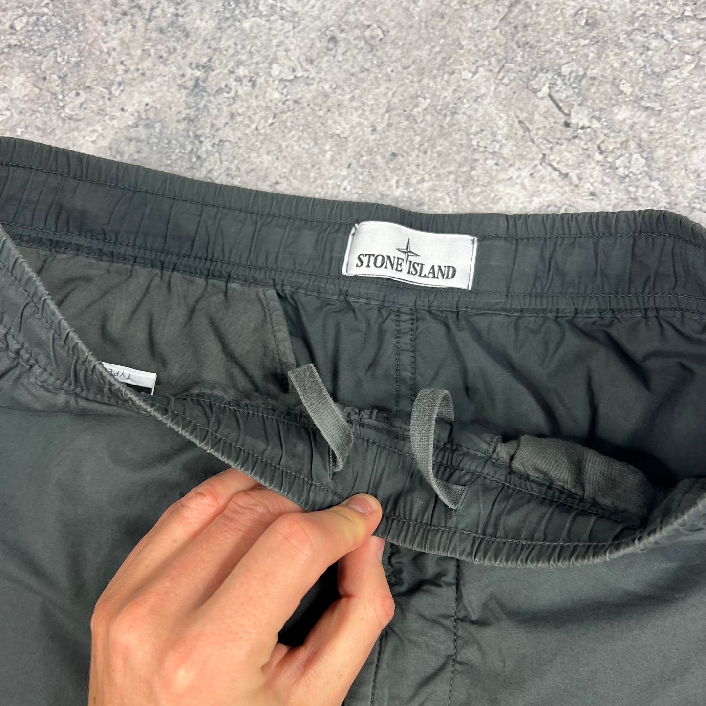 Stone Island Grey Cuffed Cargo Trousers 32”