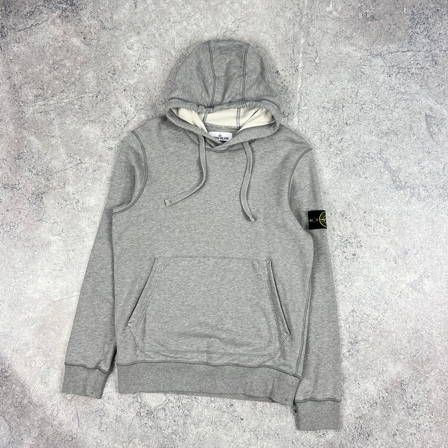 Stone Island Grey Pullover Hoodie Medium 21.5”