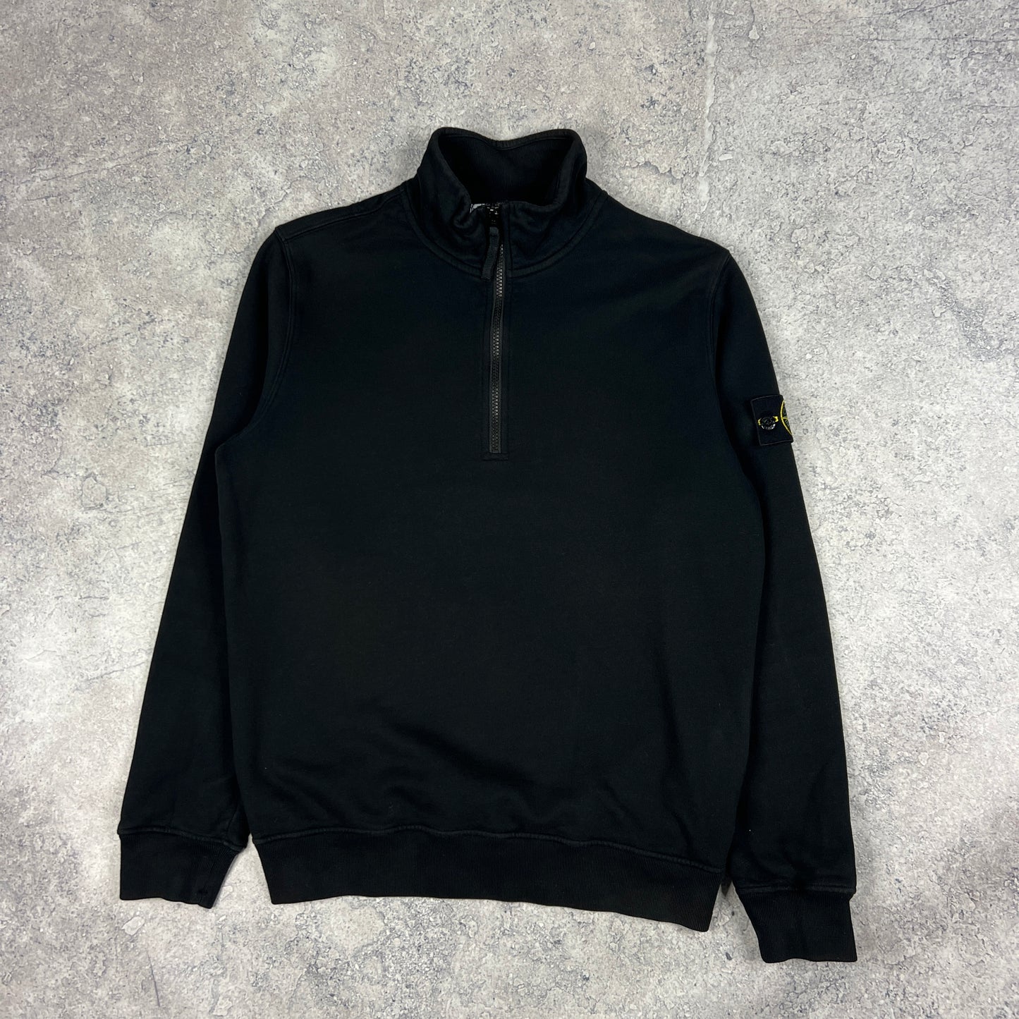 Stone Island Black Quarter Zip Sweatshirt Medium 21.75”