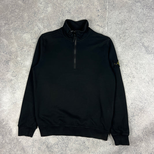 Stone Island Black Quarter Zip Sweatshirt Medium 21.75”