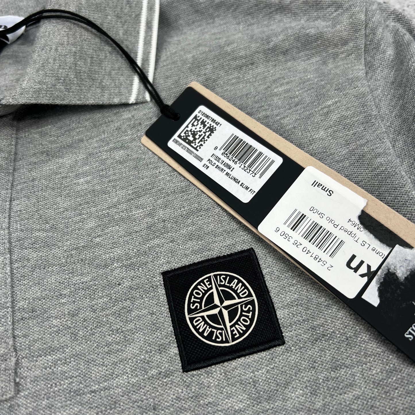 Stone Island Grey L/S Polo Small 19.75” BNWT