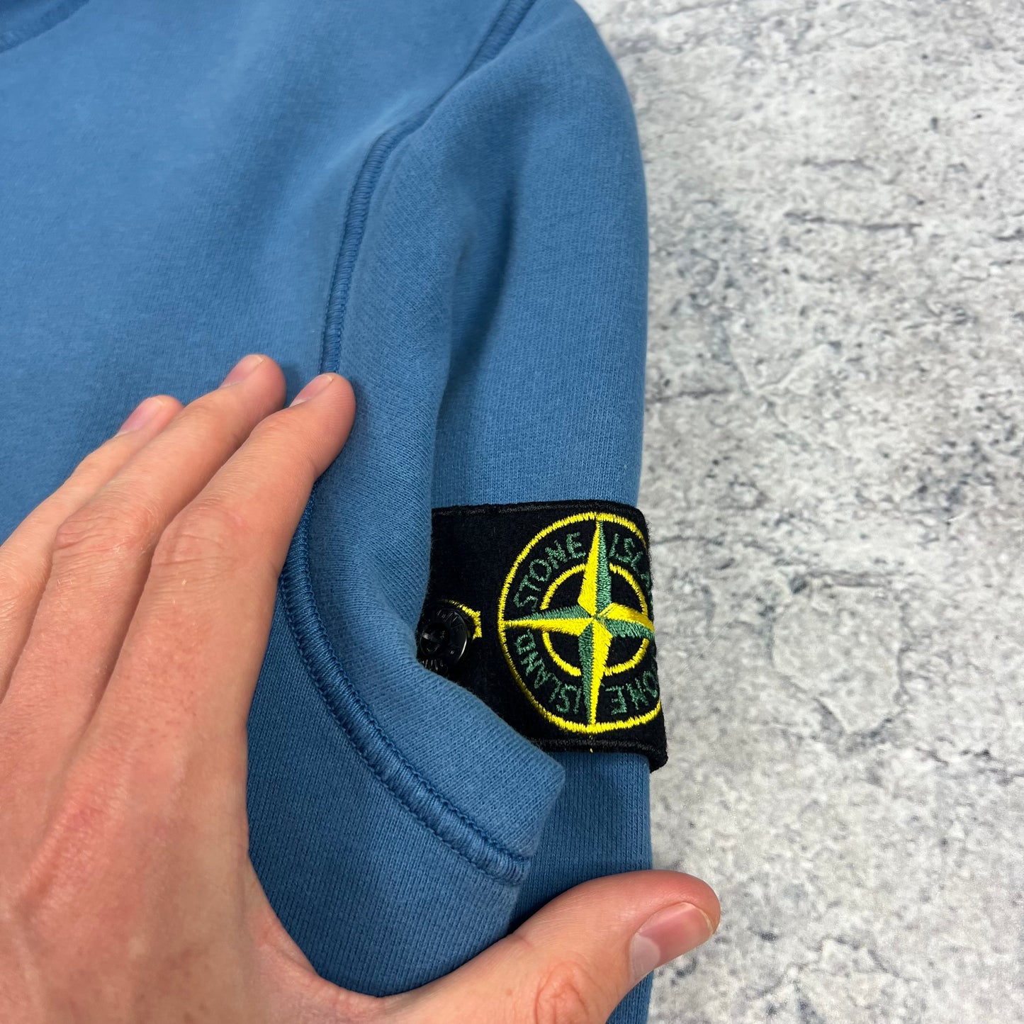 Stone Island Blue Pullover Hoodie Small 21”