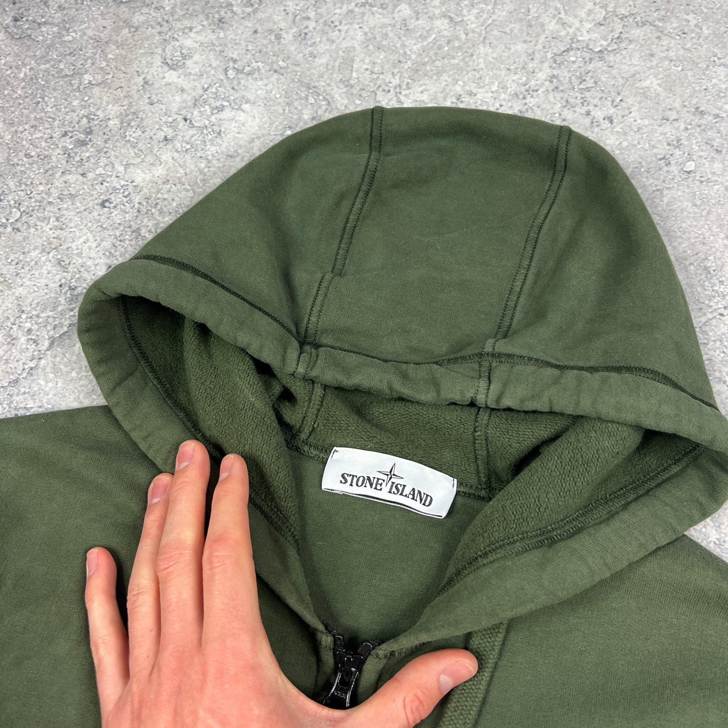 Stone Island Khaki FZ Hoodie Medium 21.75”