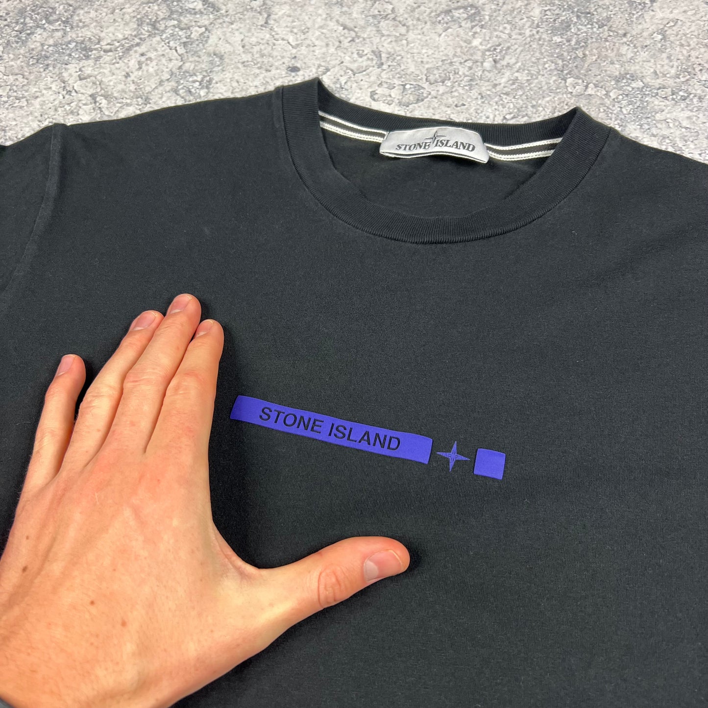 Stone Island Black Micro Dot Logo T-Shirt Medium 19.25”