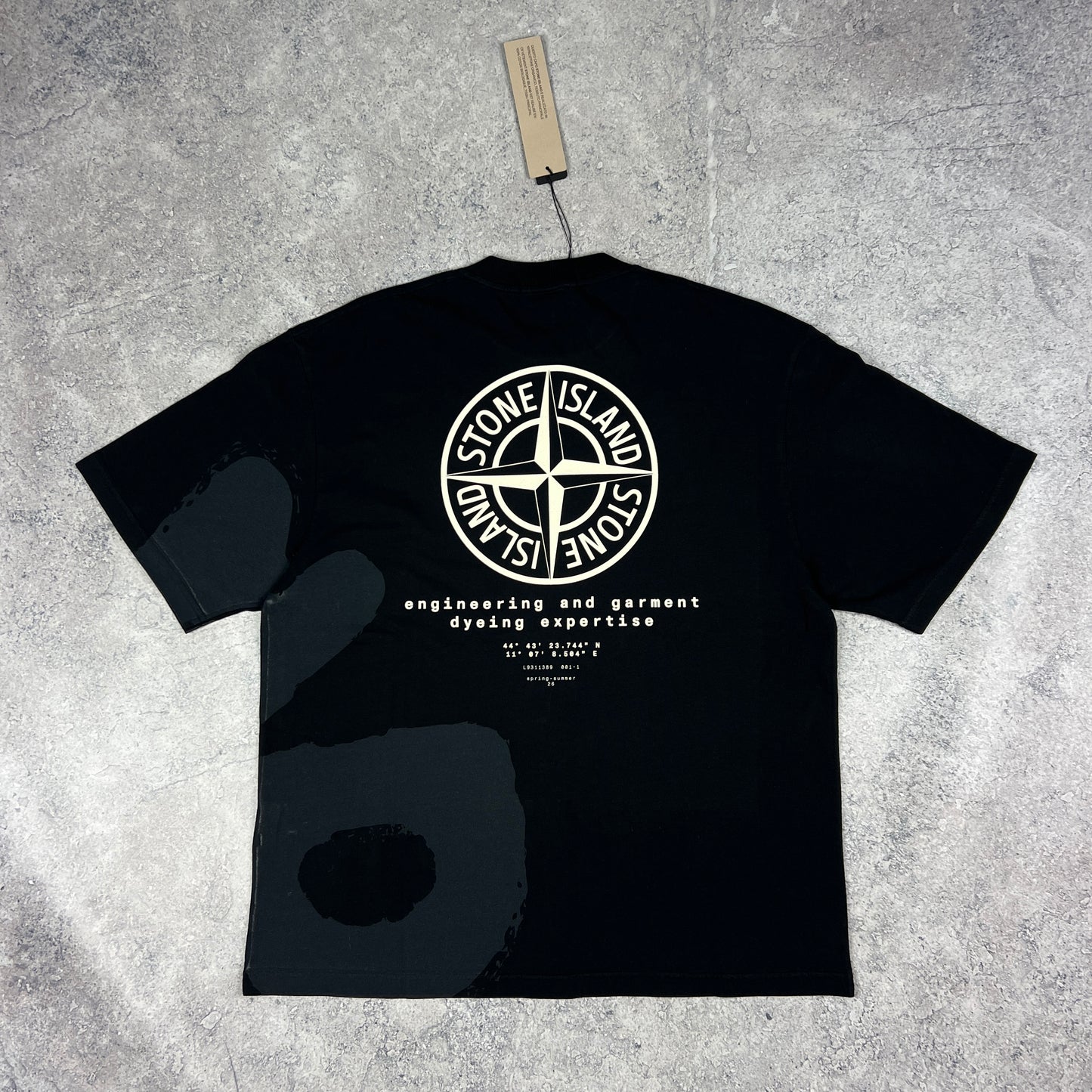 Stone Island Black Whirlwind T-Shirt Large 23.5” BNWT