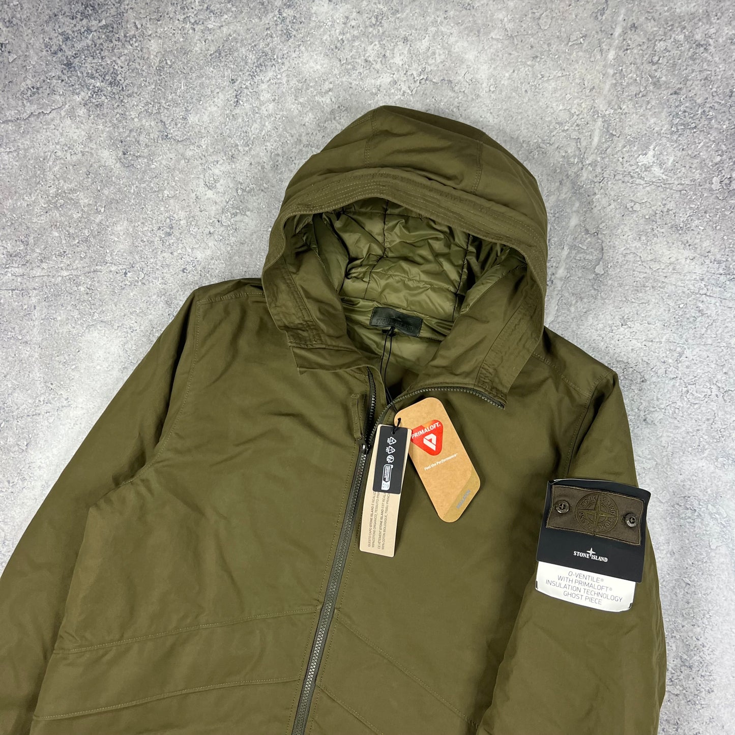 Stone Island Khaki Ghost O-Ventile Primaloft Jacket Large 24” BNWT