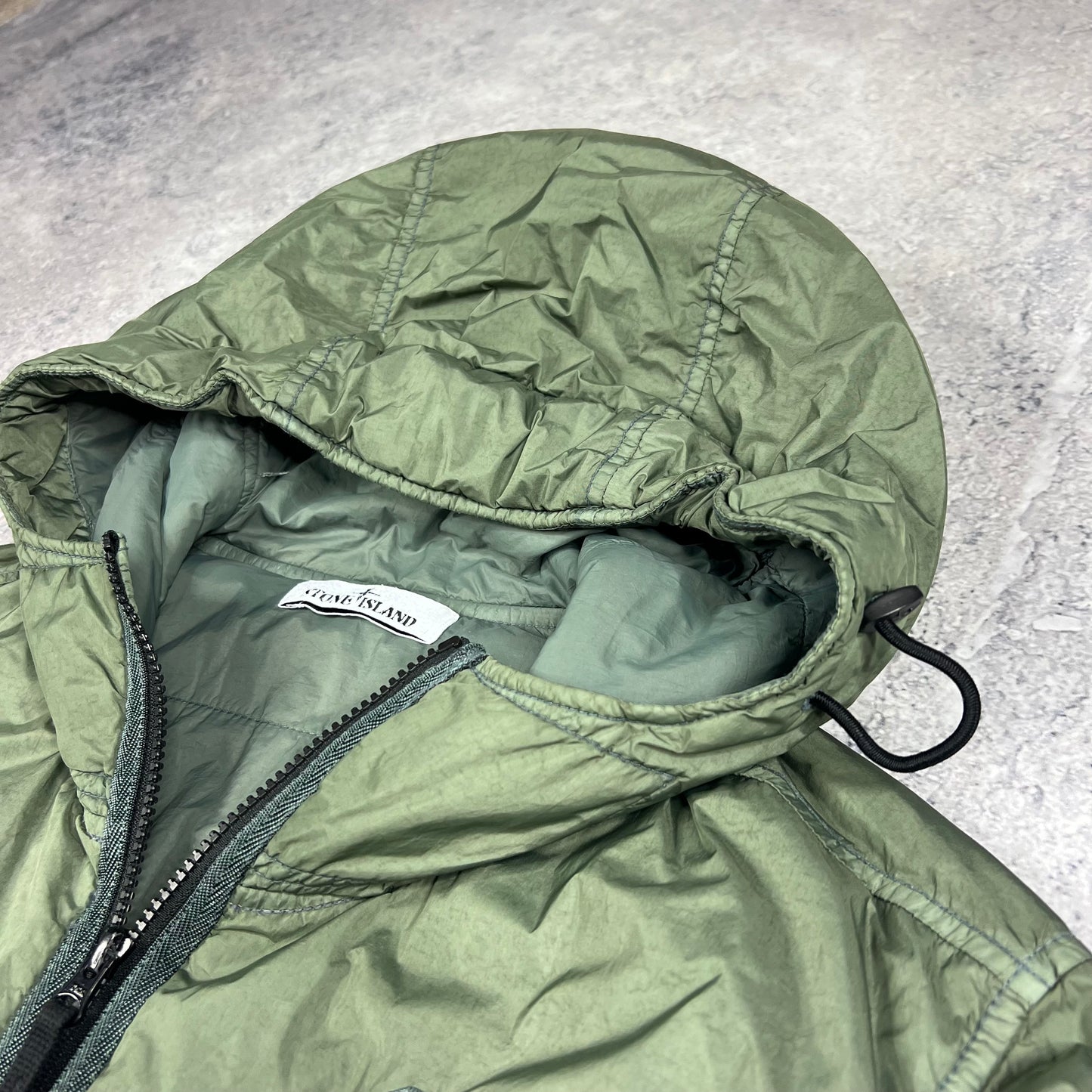 Stone Island Green Crinkle Reps Primaloft Jacket Large 23.5”