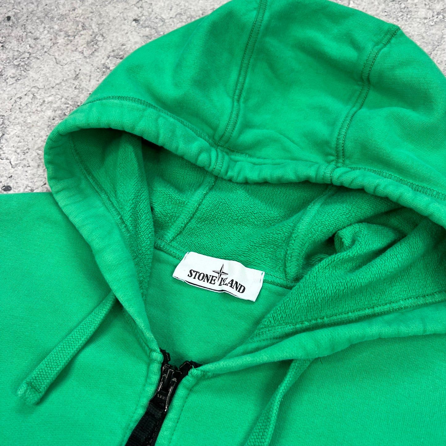 Stone Island Green FZ Hoodie Medium 22.25”