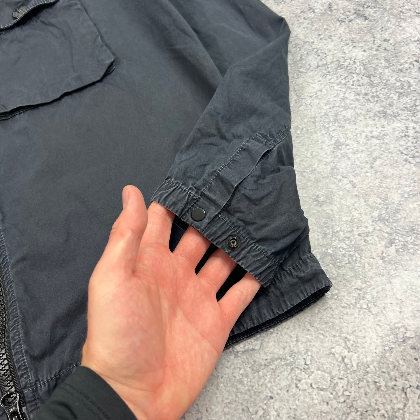 Stone Island Navy Garment Dyed Overshirt Medium 21.5”