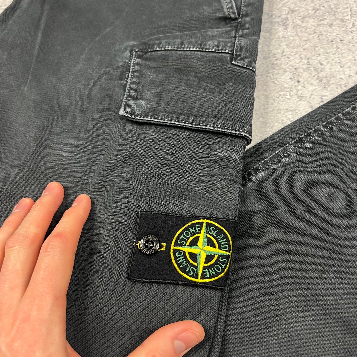 Stone Island Dark Grey Skinny Cargo Trousers W32”