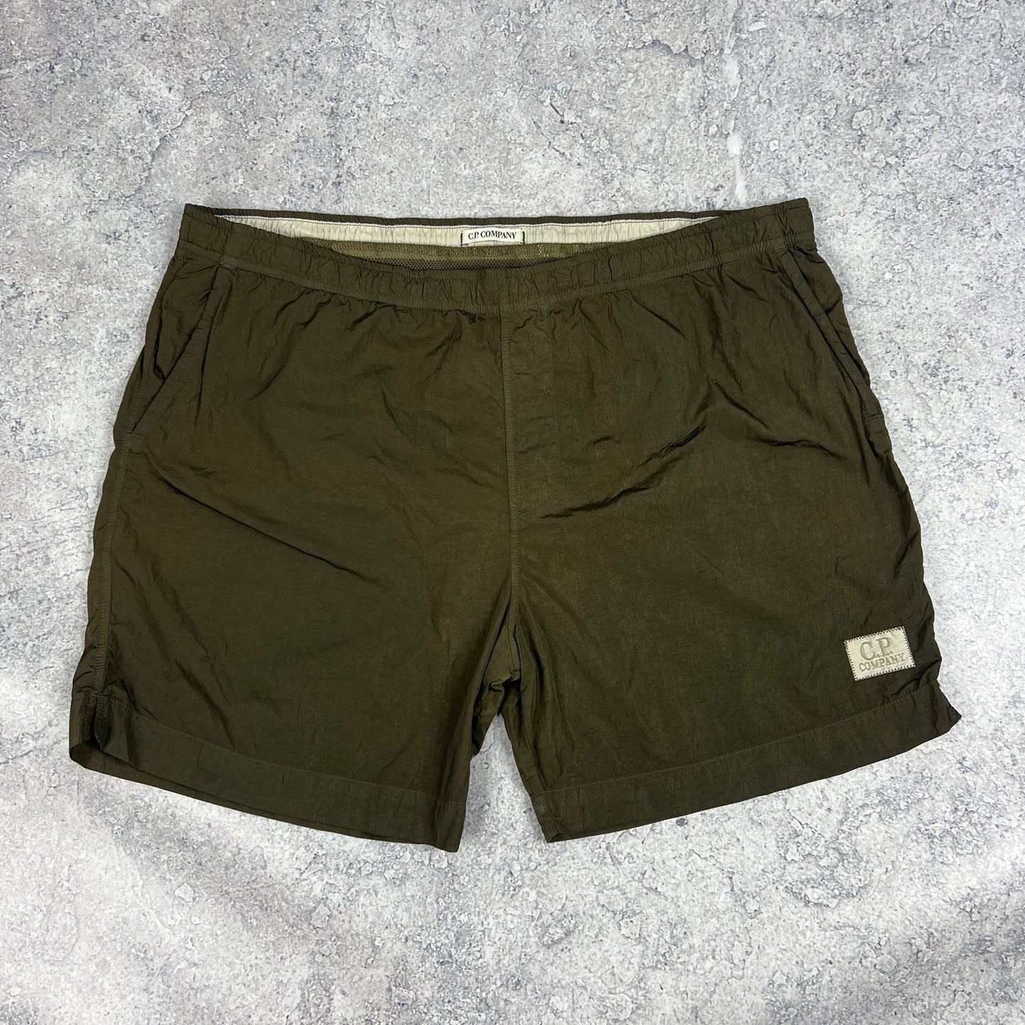CP Company Khaki Chrome Swimshorts Size 52- W36”