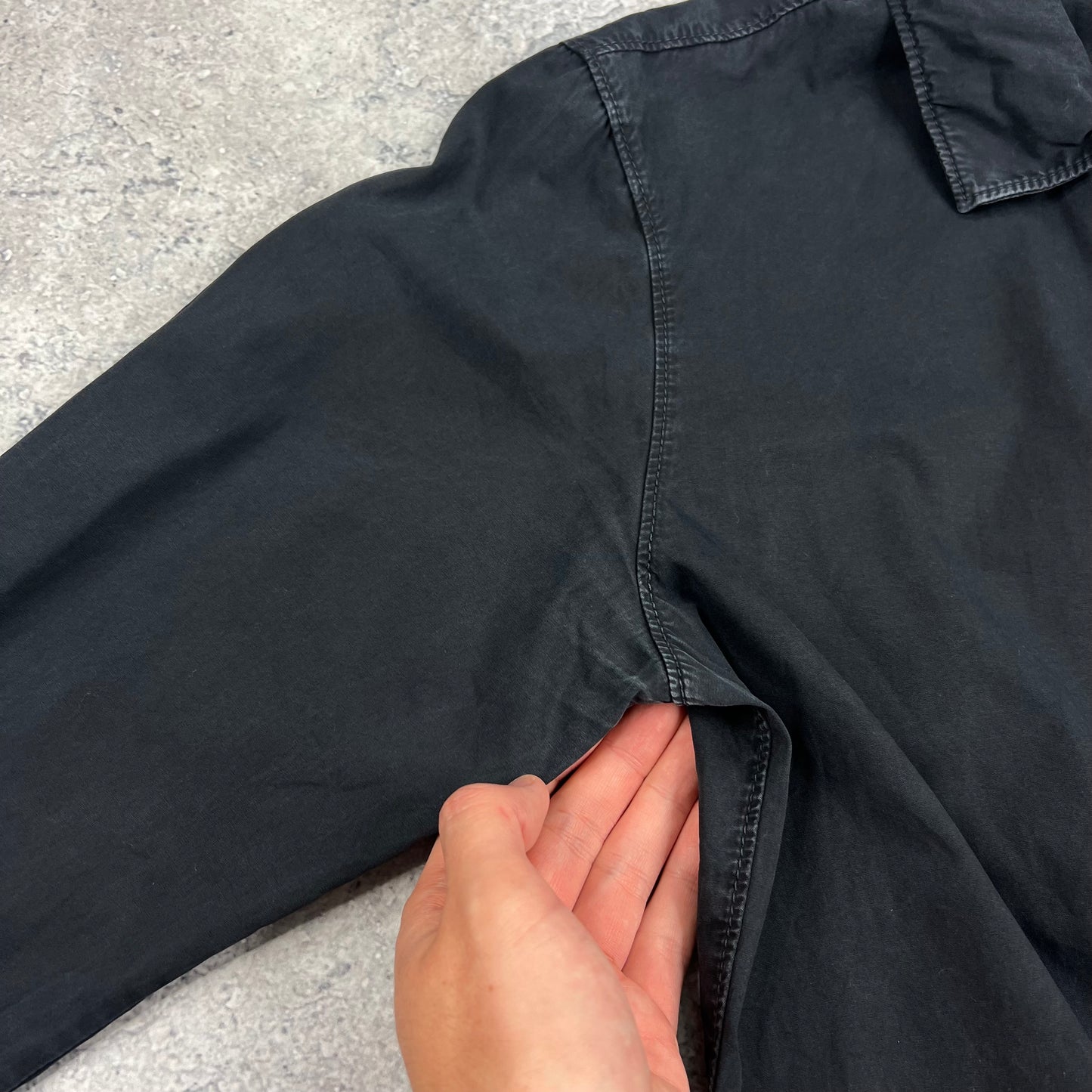 Stone Island Navy Garment Dyed Overshirt Medium 21.5”