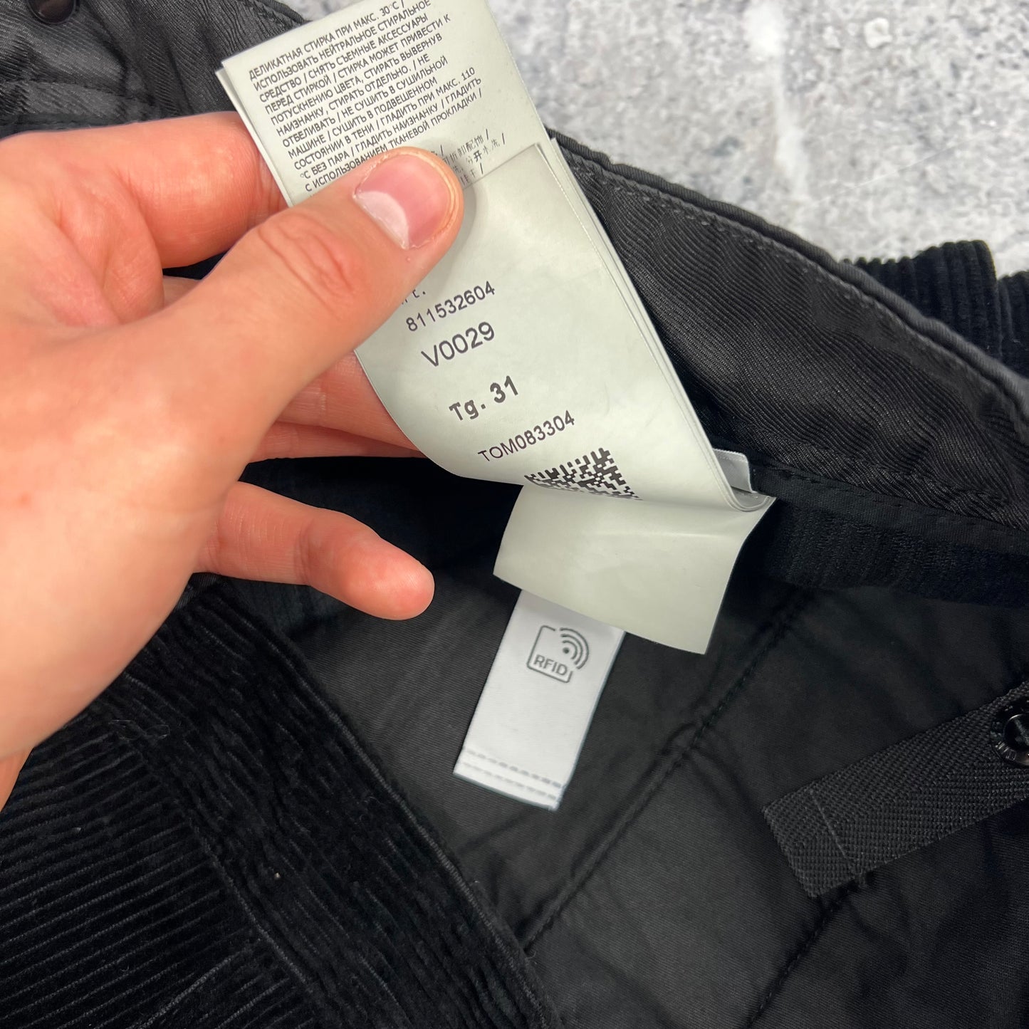 Stone Island Black Corduroy Cargo Trousers W31-32” BNWT