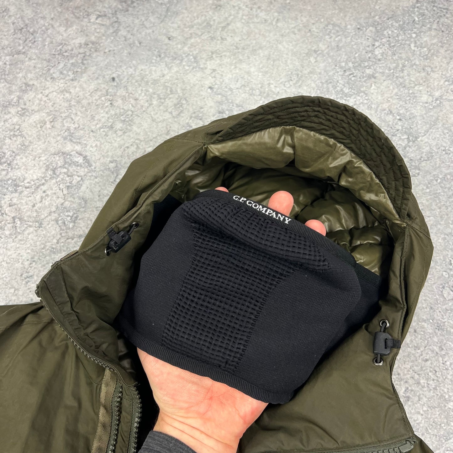 CP Company Khaki Micro M Down Jacket Size 50 Large 24”