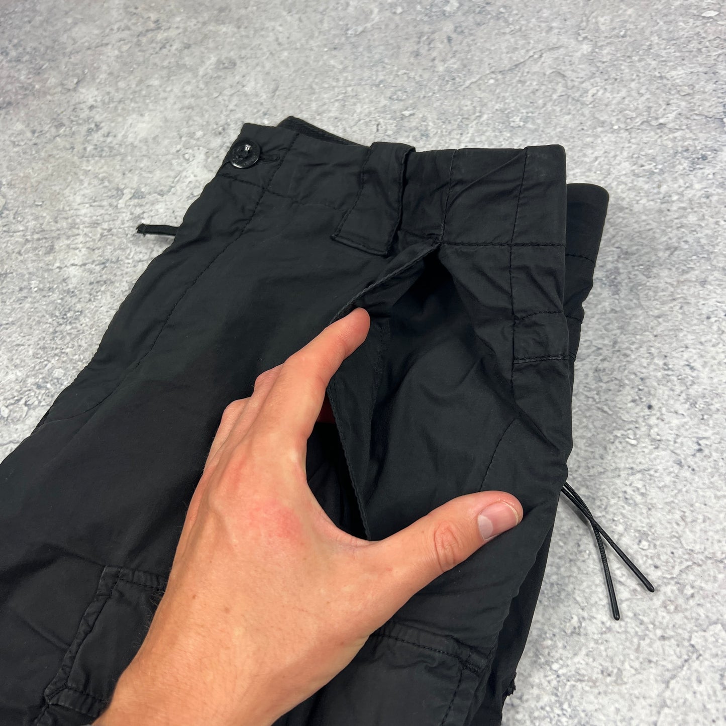 CP Company Black Parachute Lens Cargo Trousers Size 48 W34”