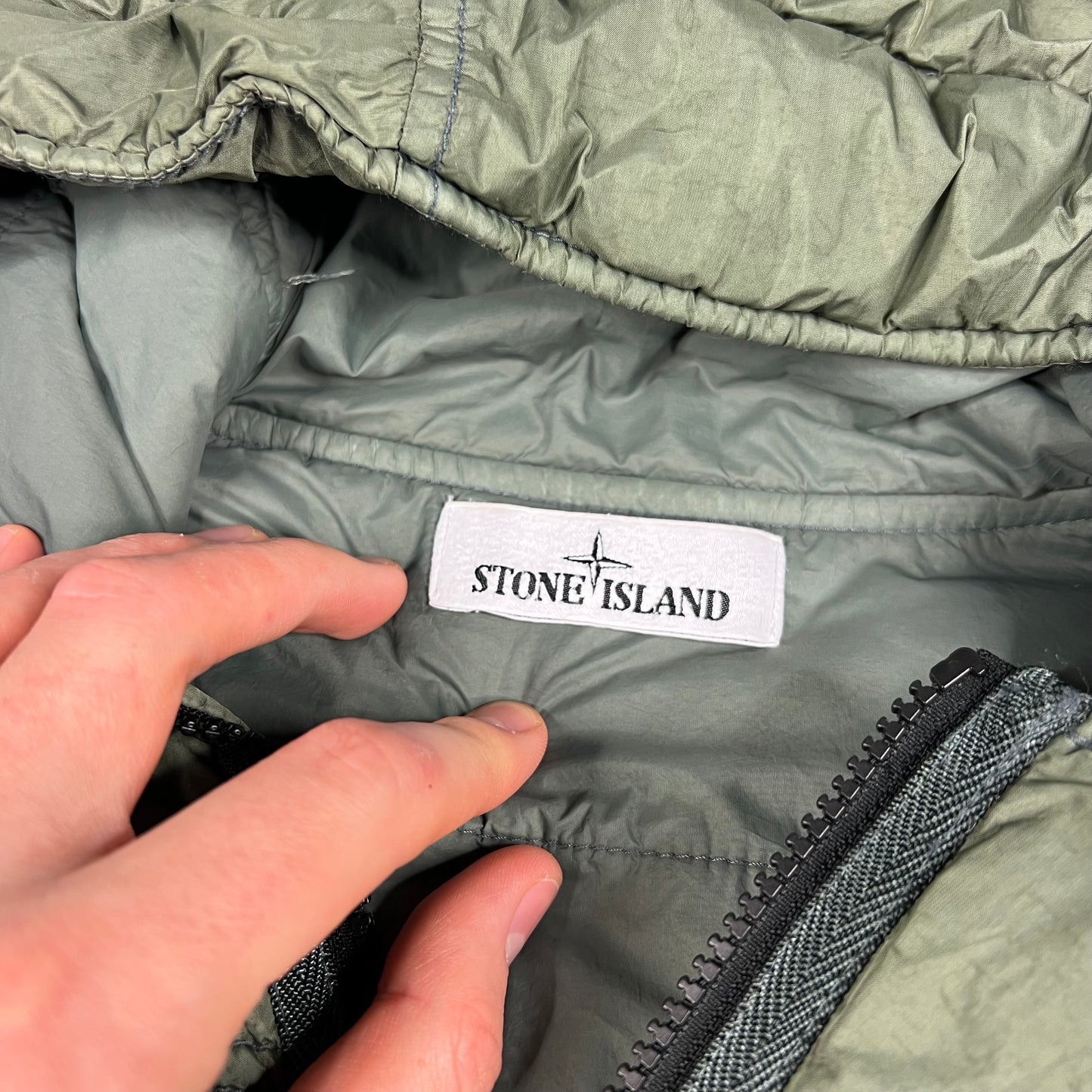 Stone Island Green Crinkle Reps Primaloft Jacket Large 23.5”
