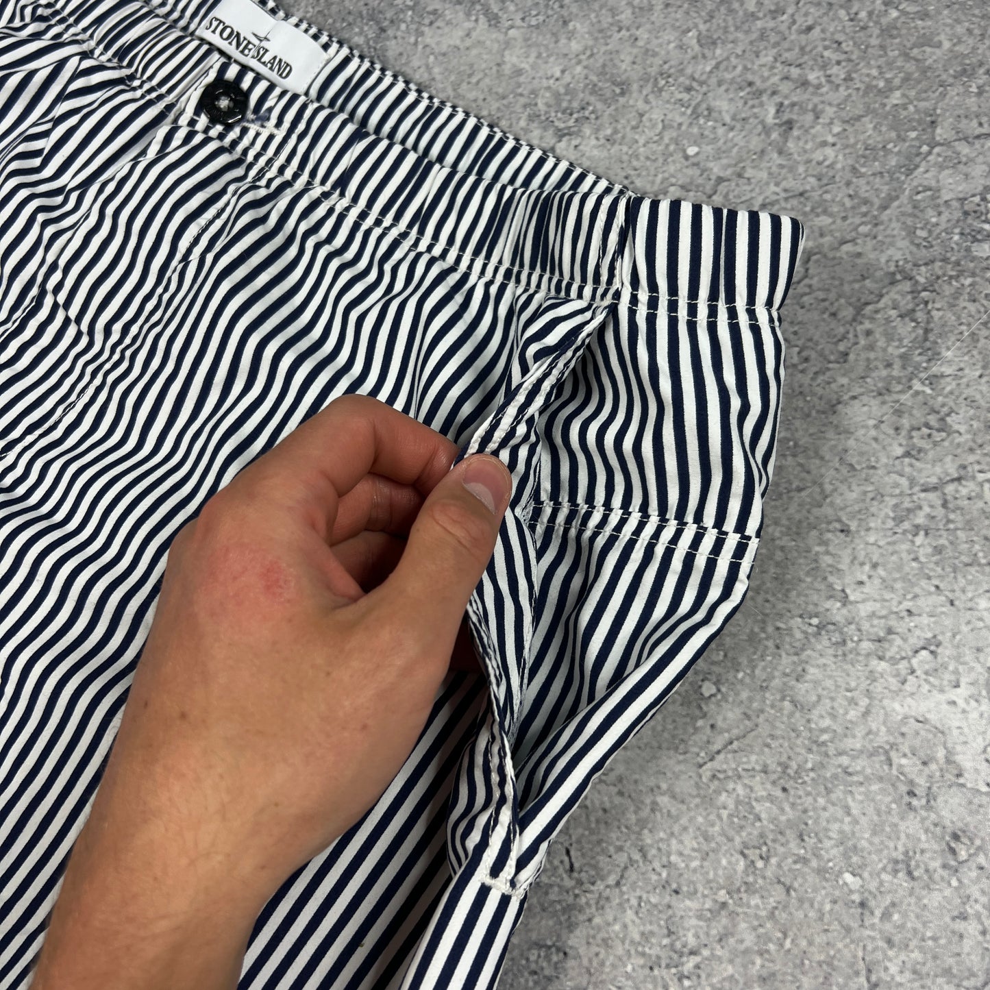 Stone Island Marina Blue Striped Swimshorts XL W38