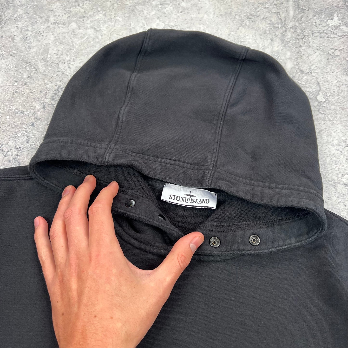 Stone Island Black Pullover Hoodie Large 23.5”