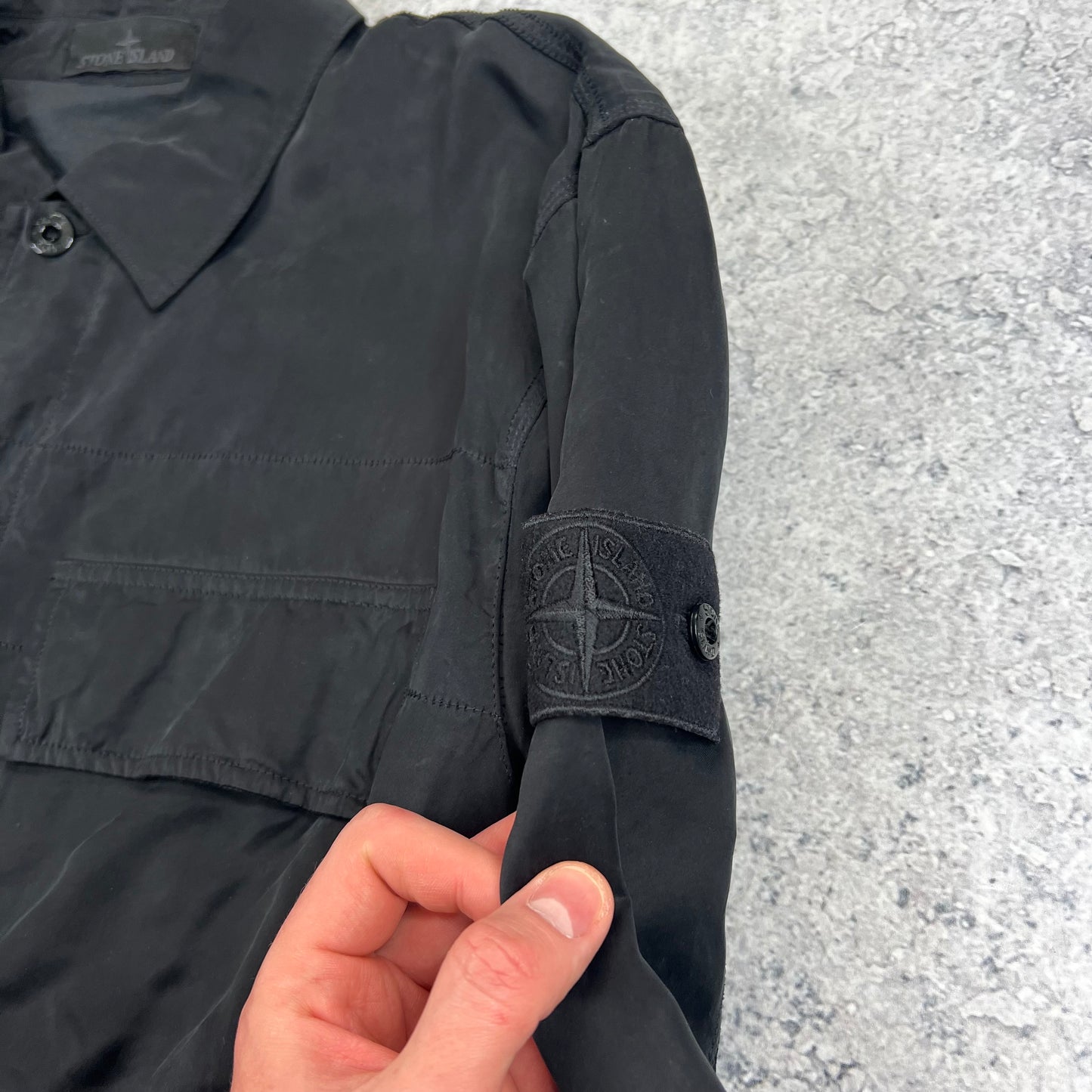 Stone Island Black Ghost Cupro Satin Overshirt Large 24”