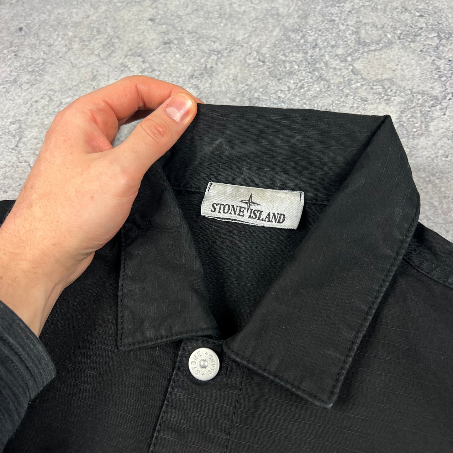 Stone Island Black Ripstop Overshirt Small 21”
