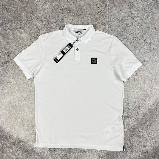 Stone Island White Polo Shirt Large Slim Fit 22.5” BNWT