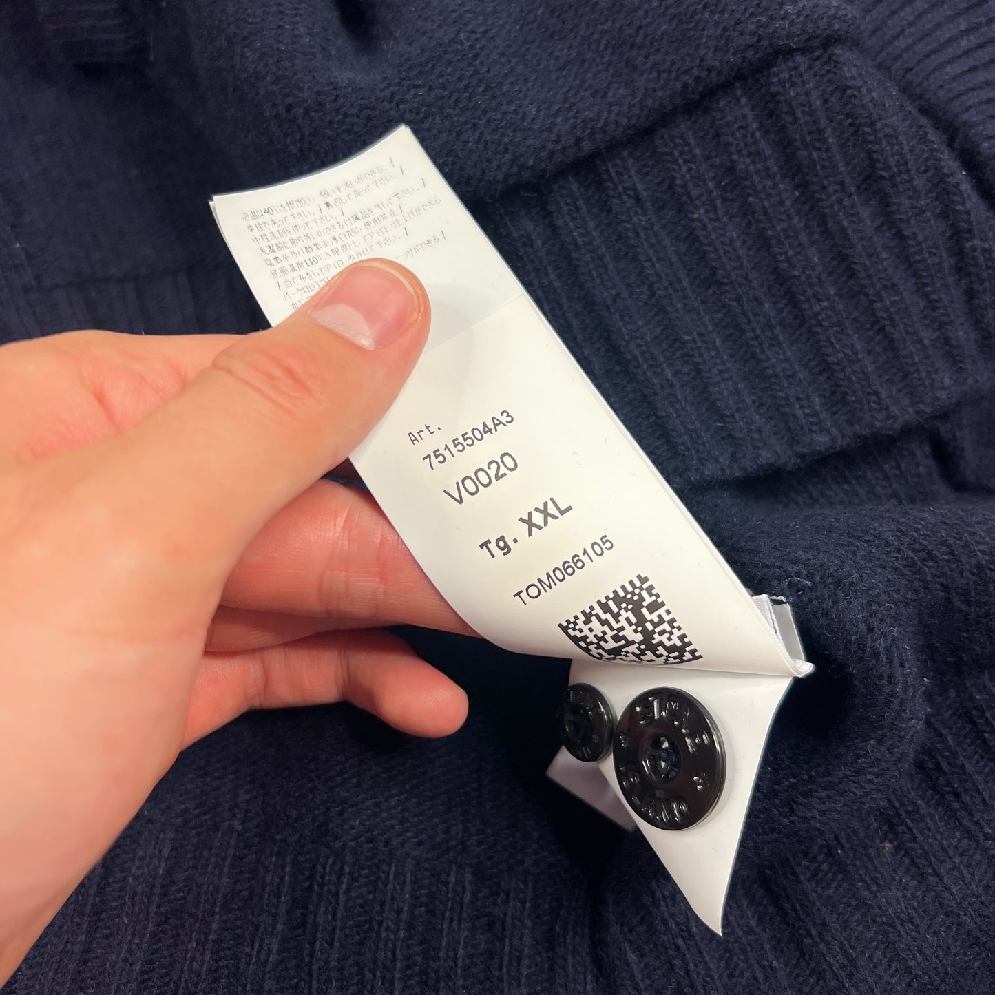 Stone Island Navy Wool Cardigan XXL 25.25”