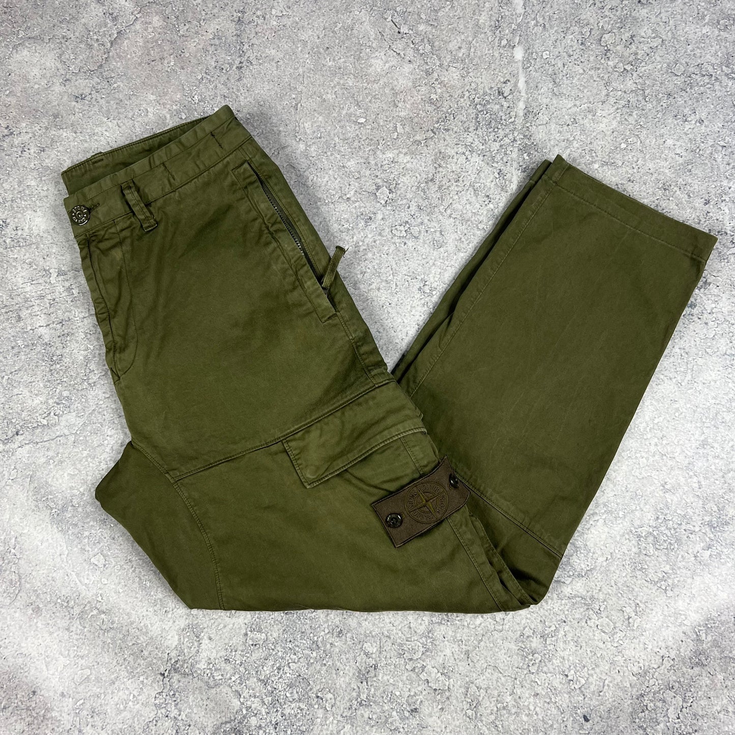 Stone Island Khaki Ghost Cargo Trousers W28-30”