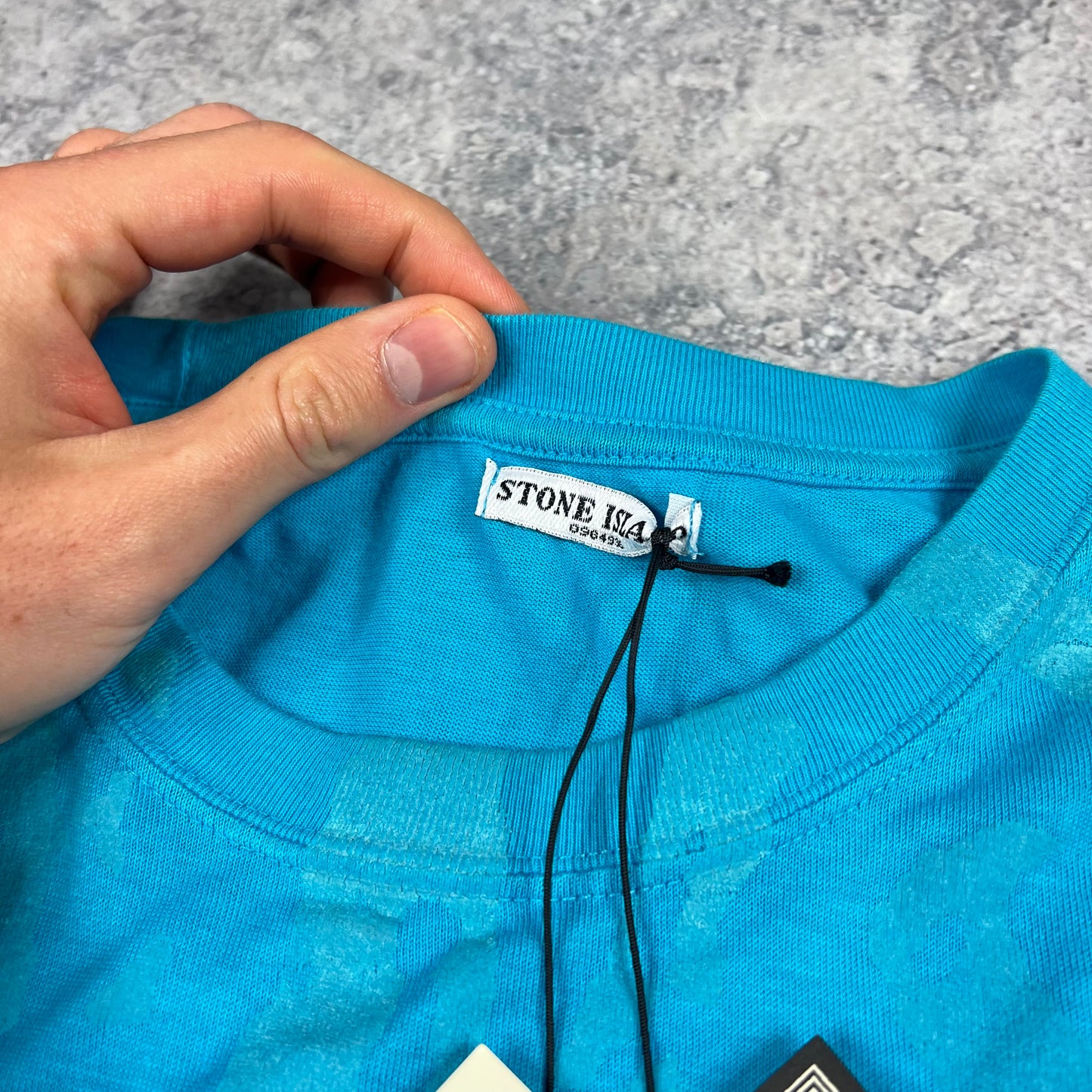 Stone Island Blue Phosphorescent Print T-Shirt Large (Fits S/M) 19.75”