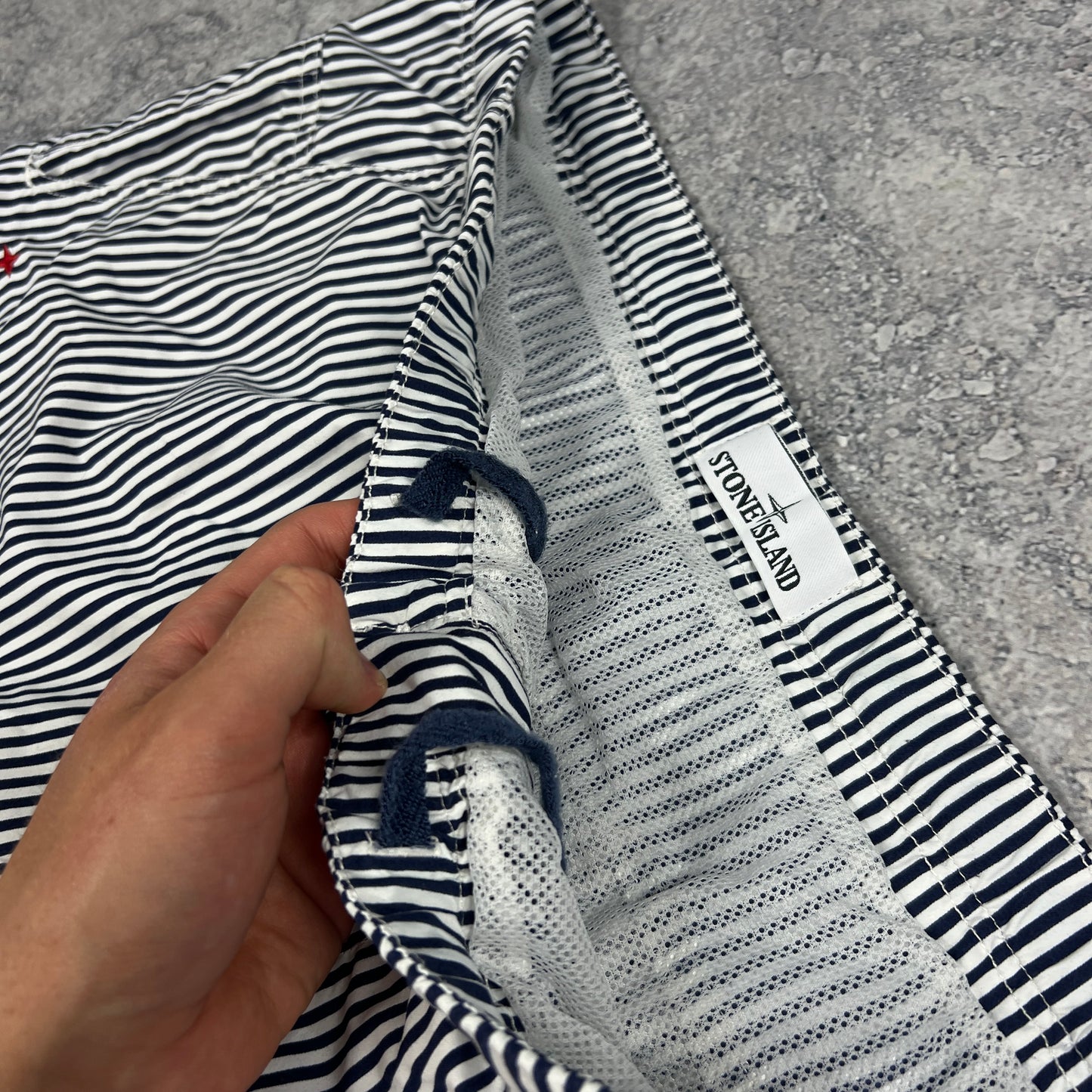Stone Island Marina Blue Striped Swimshorts XL W38