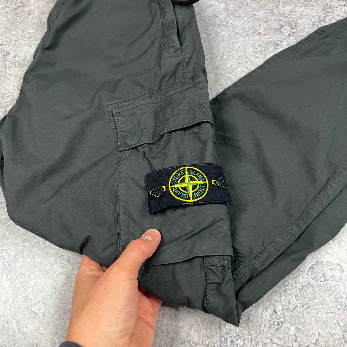Stone Island Grey Cuffed Cargo Trousers W28”