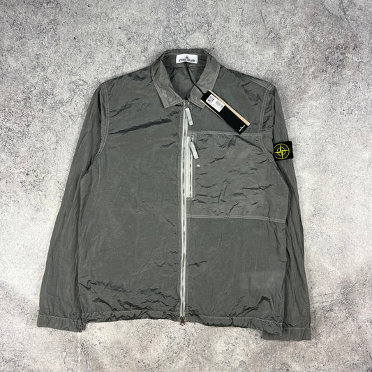 Stone Island Silver Nylon Metal Overshirt XL 23.5”