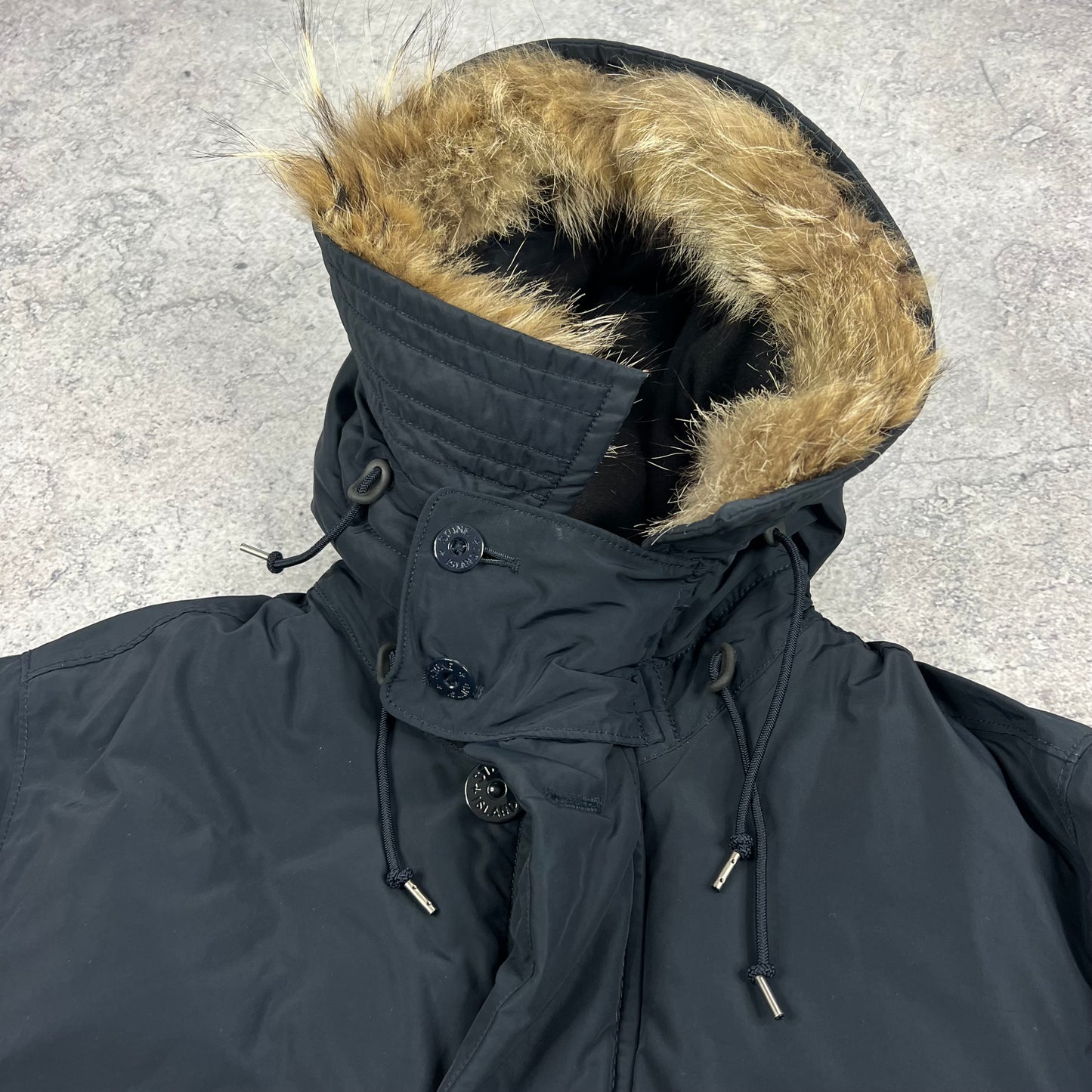 Stone Island Navy Micro Reps Down Parka Medium 23”