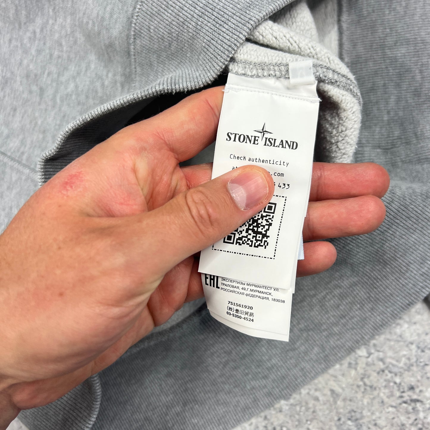 Stone Island Grey Quarter Zip Sweatshirt Medium 22”