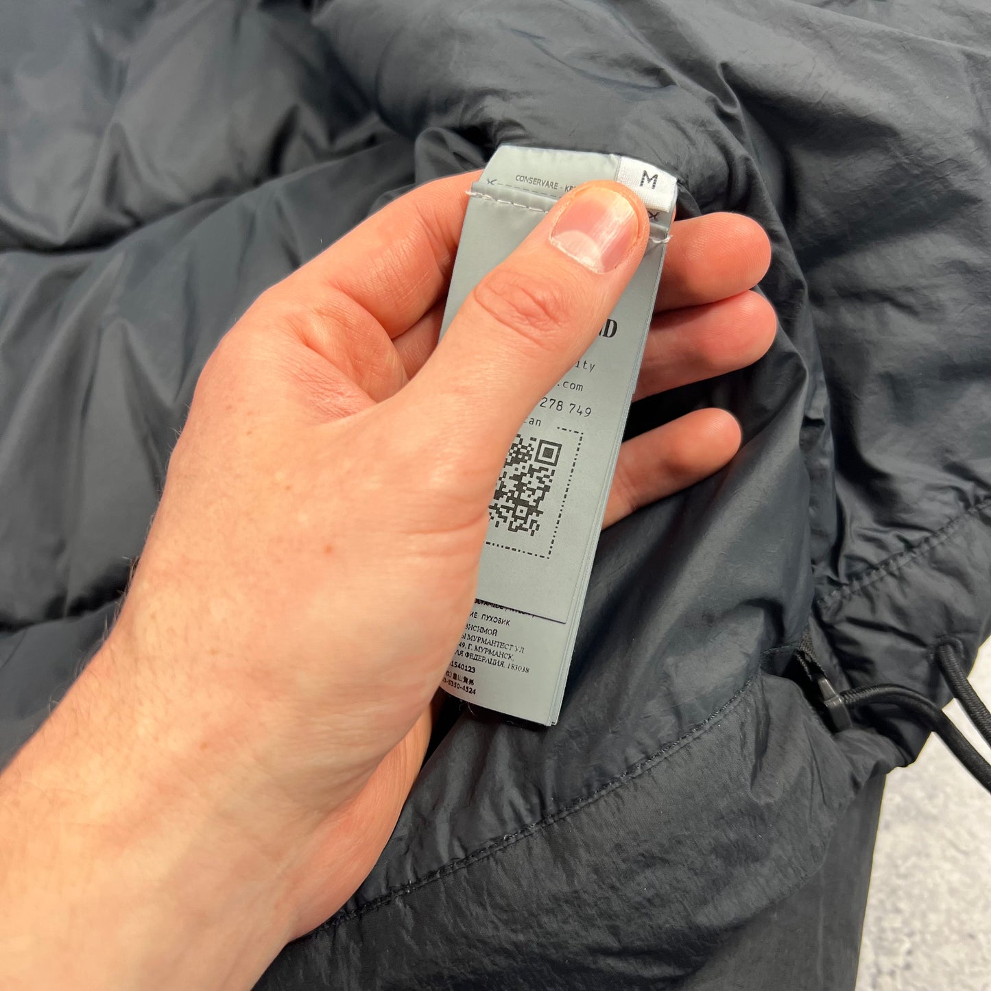 Stone Island Black Crinkle Reps Down Jacket Medium 22.5”