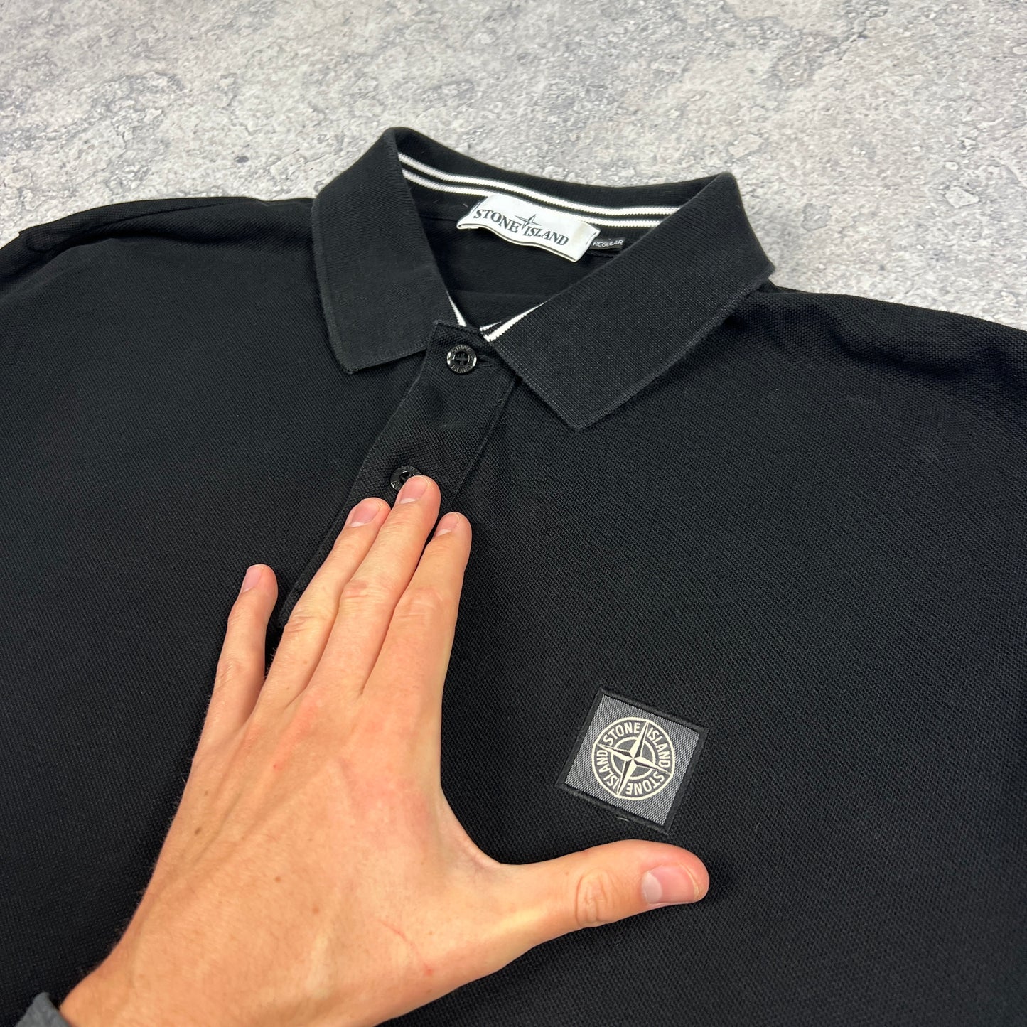 Stone Island Black L/S Polo XXL 24”