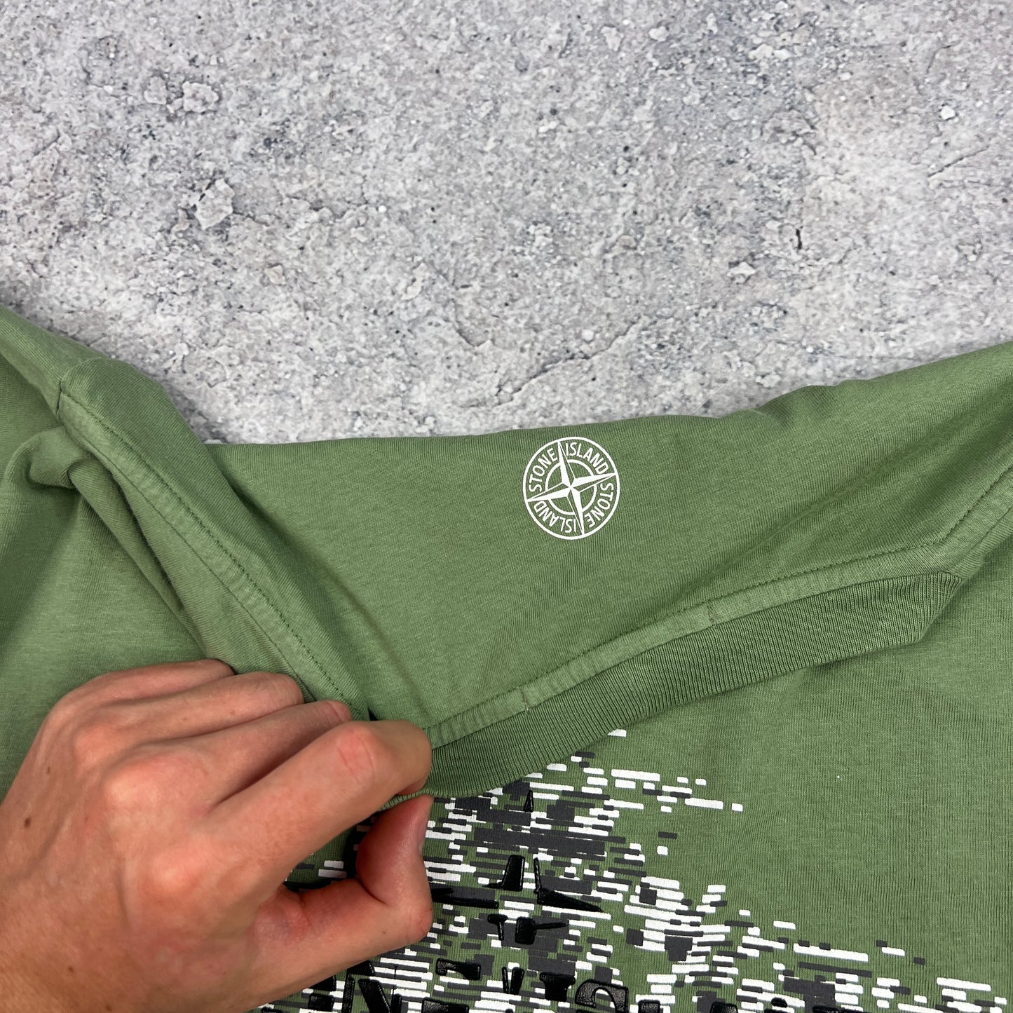 Stone Island Green Institutional Logo T-Shirt Small 19.25”