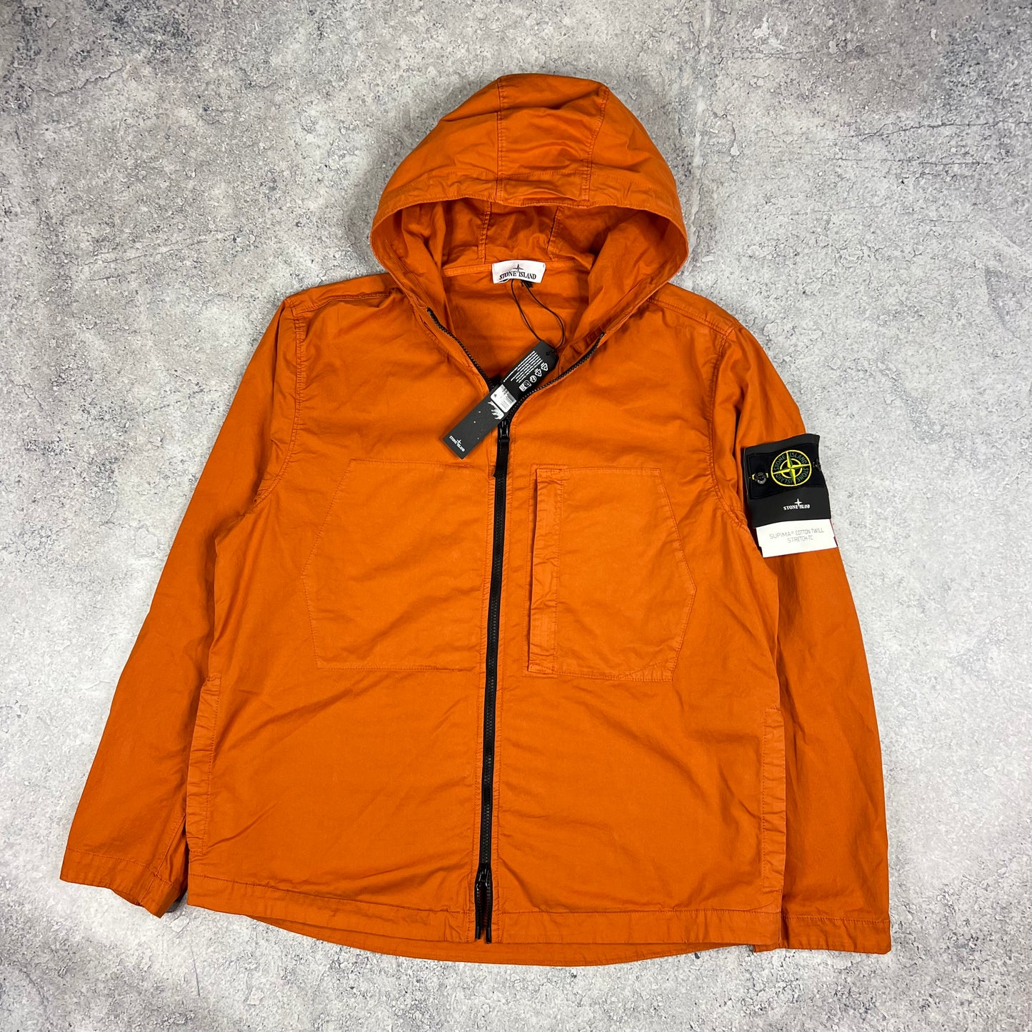 Stone Island Orange Supima Cotton Twill Jacket XXL 25” BNWT