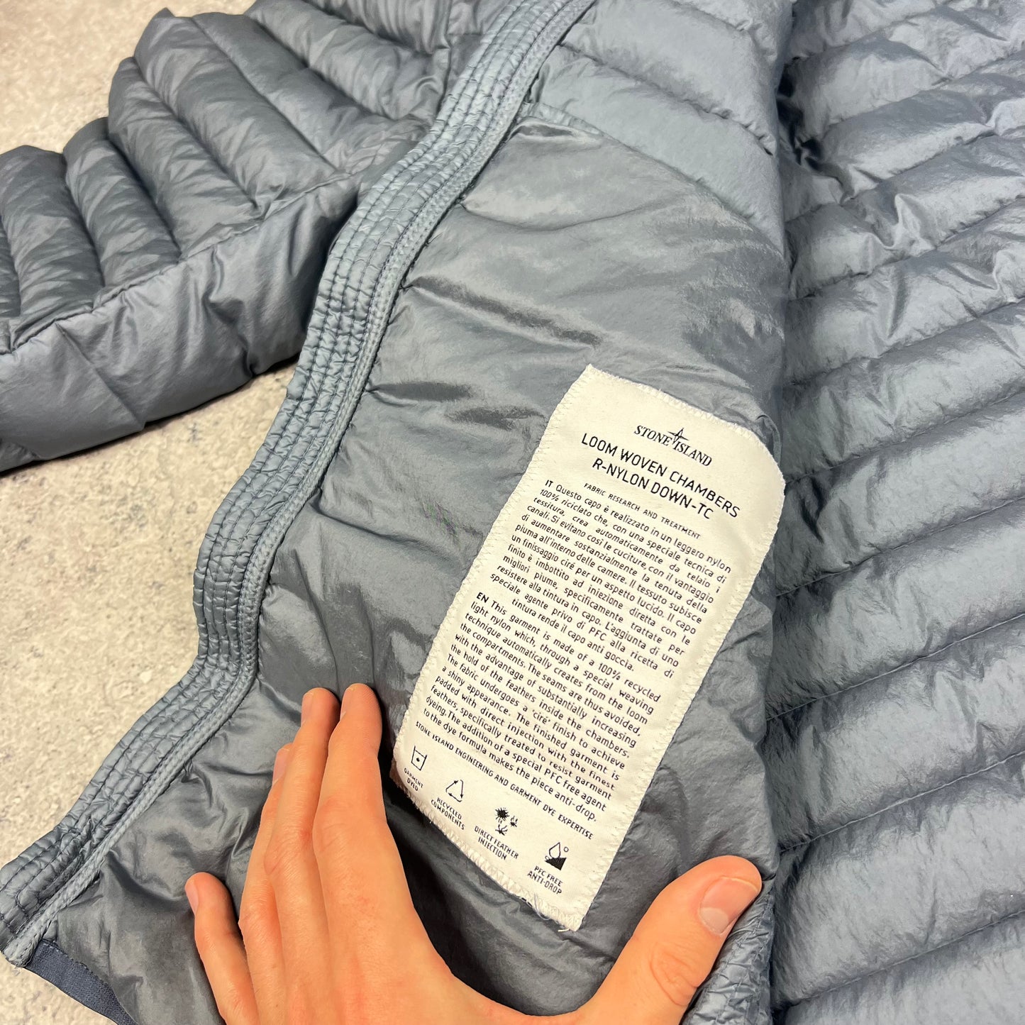 Stone Island Blue Loom Woven Down Jacket XXL 25.5”