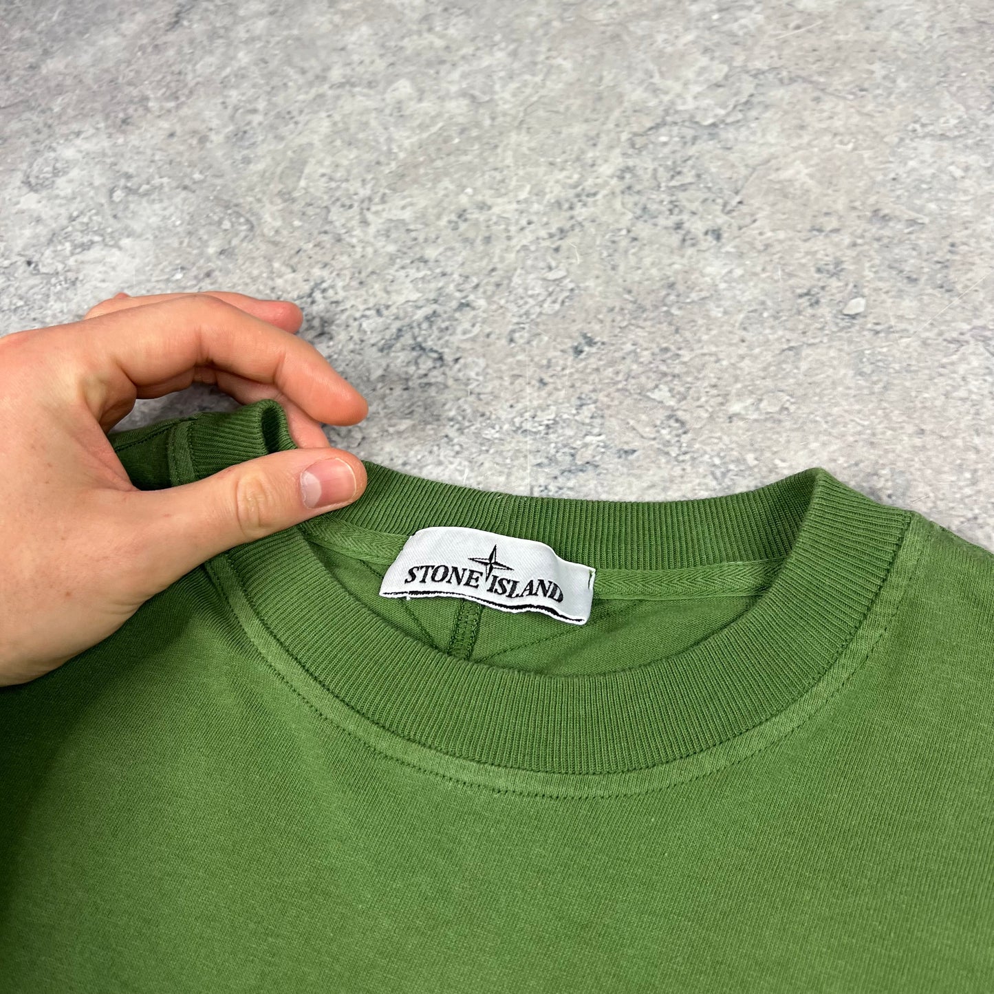 Stone Island Green Tape Logo T-Shirt Medium  21.25”