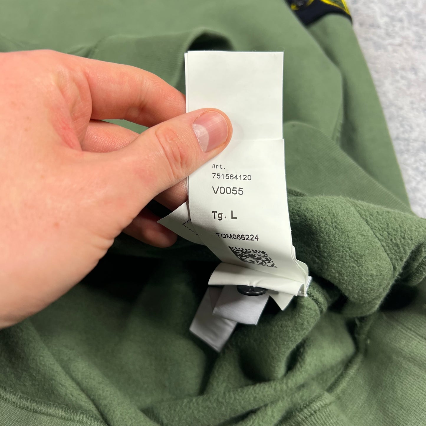 Stone Island Khaki Pullover Hoodie Large 23”