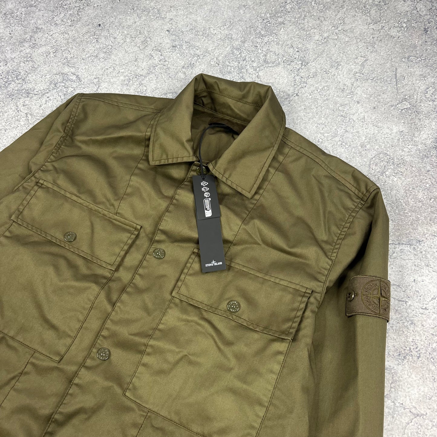 Stone Island Khaki Ghost Performance Twill Wool Jacket Medium 22.25” BNWT