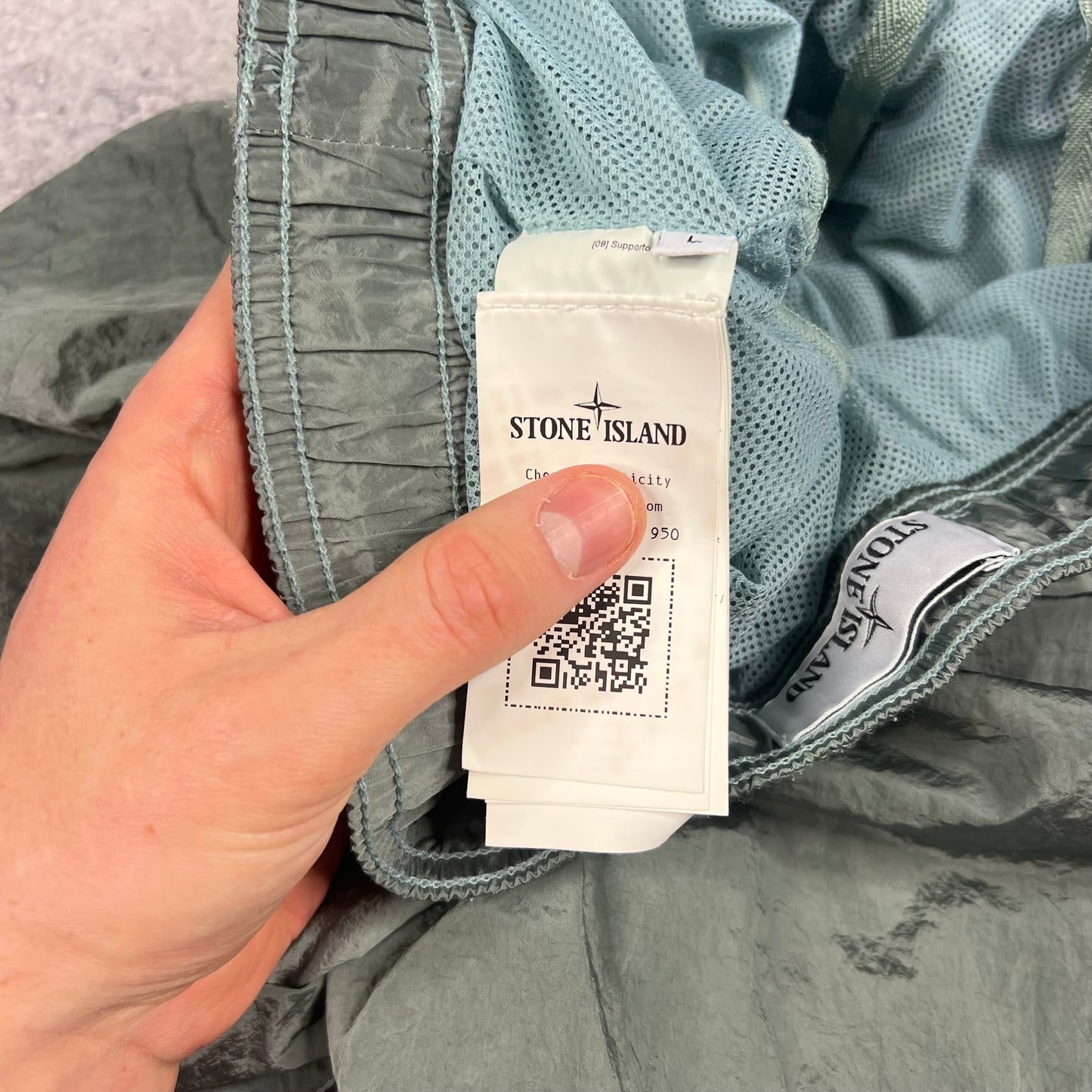 Stone Island Light Blue Nylon Metal Swimshorts Large 34”