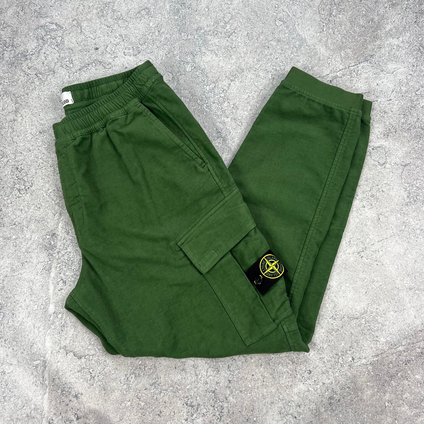 Stone Island Green Diagonal Weave Cargo Trousers W34”
