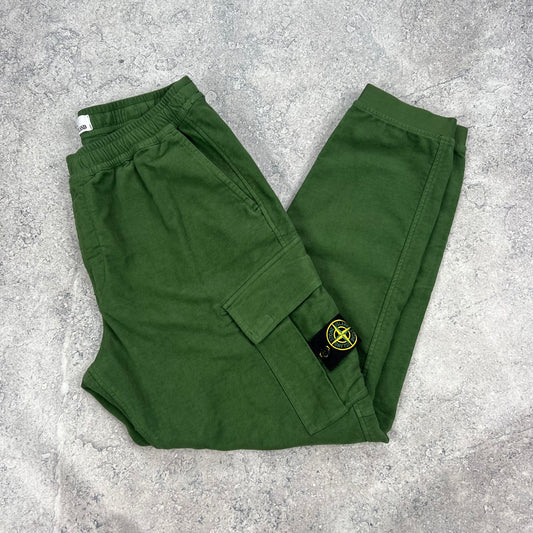Stone Island Green Diagonal Weave Cargo Trousers W34”