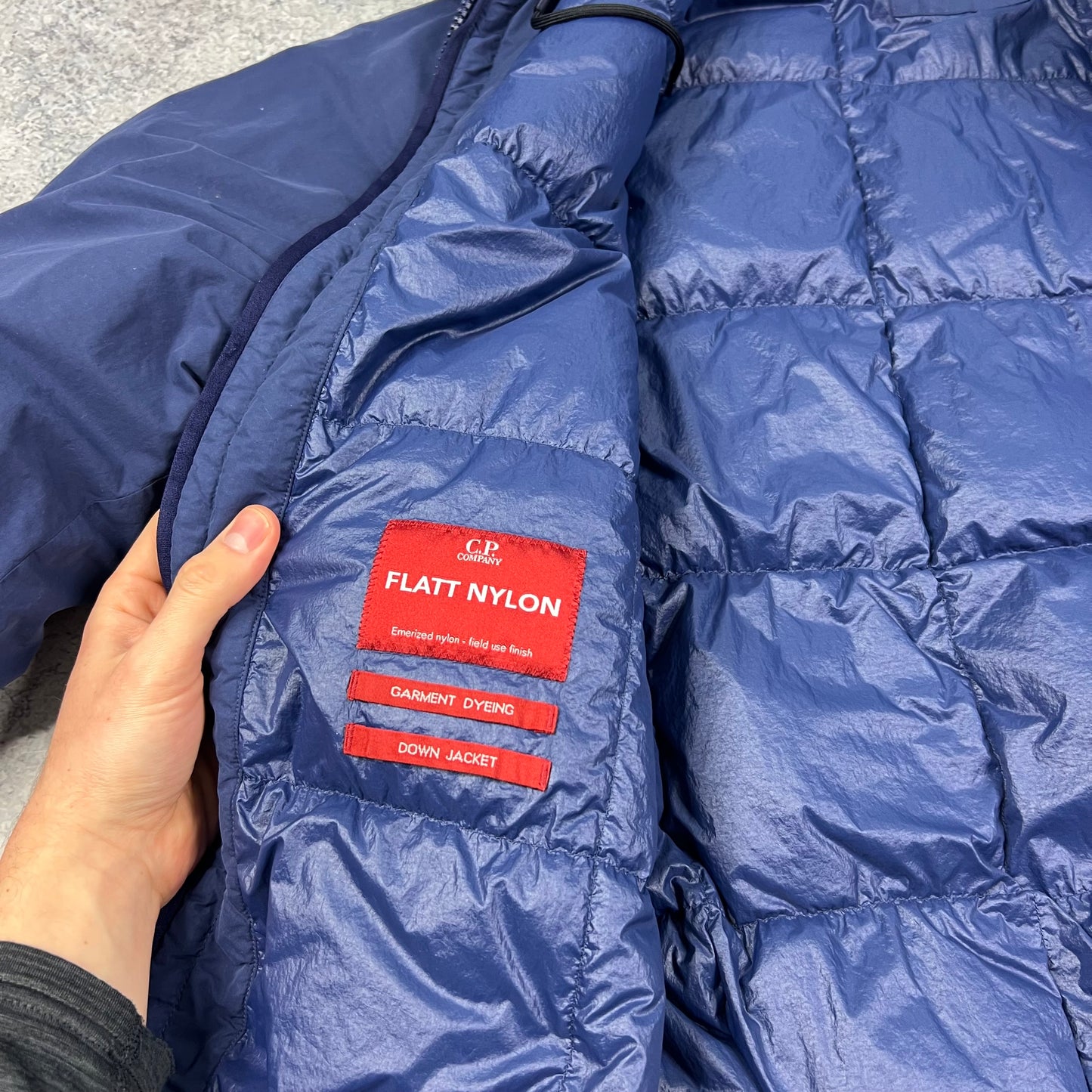 CP Company Blue Flatt Nylon Down Jacket XL 26”