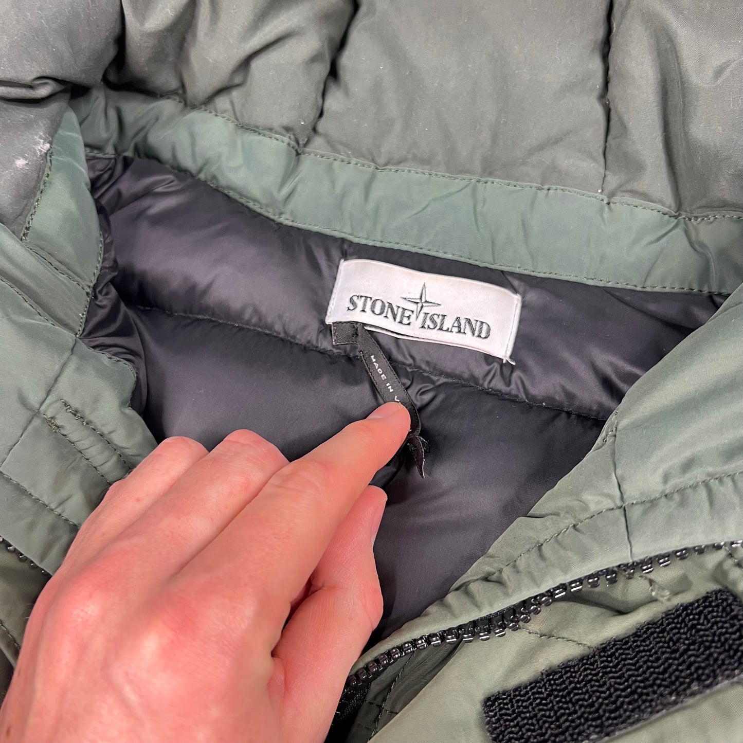 Stone Island Green Micro Reps Down Parka Large 25.5”
