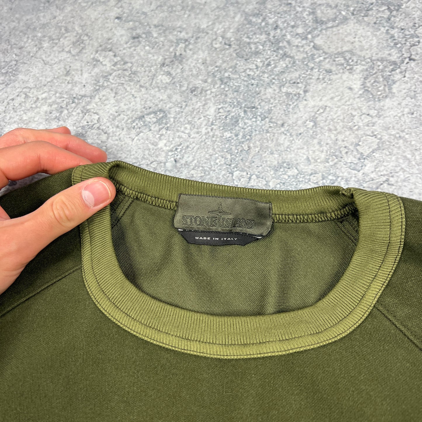 Stone Island Green Ghost Moleskin Pullover S/M 23”
