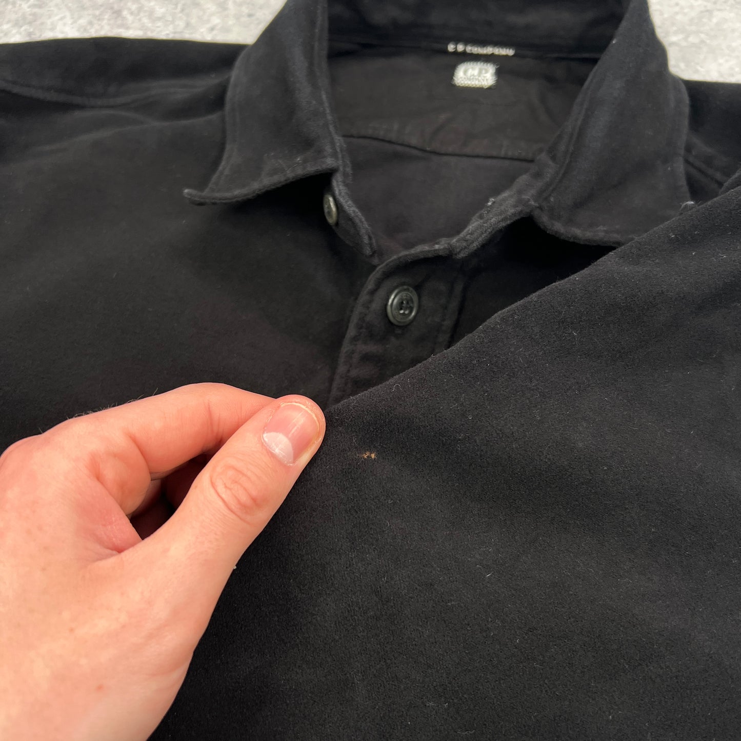 CP Company Black Soft Cotton Overshirt Medium 21.5”