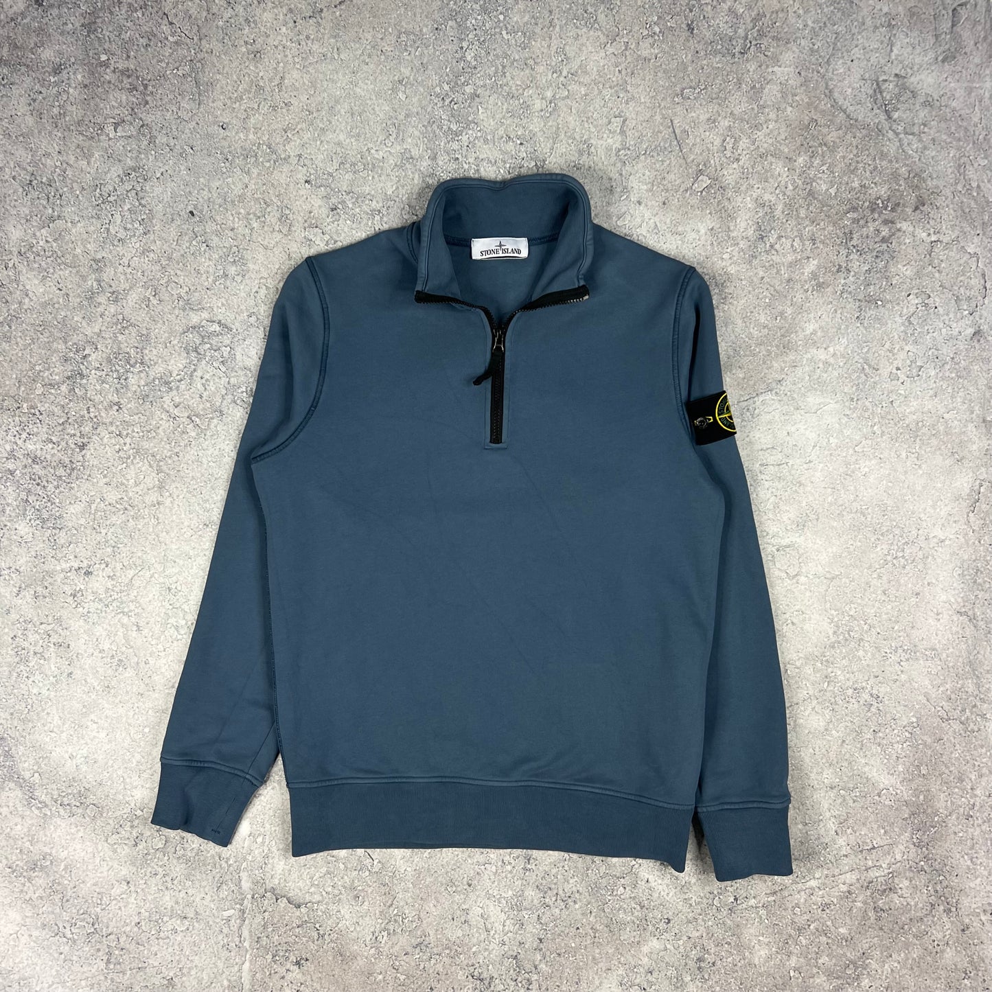 Stone Island Blue Quarter Zip Sweatshirt Small 20.25”